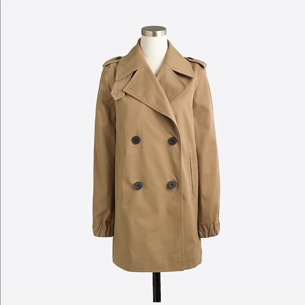 J. Crew Bonded Lined Long Trench Coat Tan Cotton - Picture 1 of 8